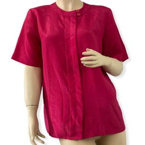 Laura and Jayne Collection Ladies Red Front Hidden Button Up Blouse Top Size 6.